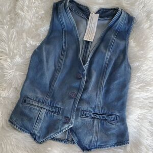 BOHO DENIM VEST WITH ADJUSTABLE STRAPS IN BACK XS/SMALL